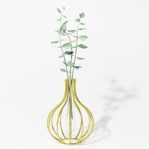 lot 2240 image: Metal Flower Vase - Standing Flower Vases for Centerpieces, Modern Vases for Flowers, Geometric Table Home Decor, Vase for Flowers, Decorative Art Table Vase - 2 Pack, Black (Design 3 Gold)