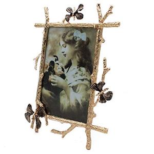 lot 2243 image: Funerom Metal Frame Picture Frame 4x6 inch Photo Display for Desk (Golden)