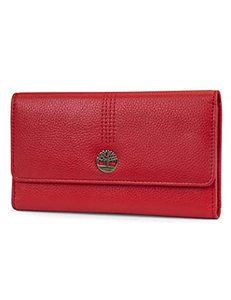 lot 2251 image: Timberland Womens Leather RFID Flap Wallet Clutch Organizer