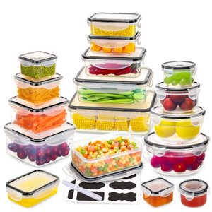 lot 2257 image: 34 PCS Food Storage Containers Set with Airtight Lids (17 Lids &17 Containers) - BPA-Free Plastic Food Container for Kitchen Storage Organization, Salad Fruit Lunch Containers with Labels & Marker