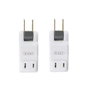 lot 2262 image: SYCON Outlet Wall Adapter, 2-Prong Swivel Ungrounded Indoor AC Mini Plug Wall Tap-White (4 Way-2 Pack)