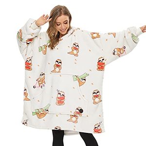 lot 2265 image: THREE POODLE Wearable Blanket Hoodie, Oversized Sherpa Hooded Blanket Sweatshirt for Adults Women Men Kids, Extremely Cozy, Warm, Soft and Fuzzy Hoodie Blanket
