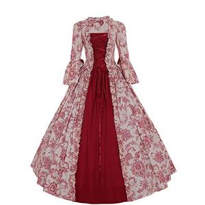 lot 2270 image: 1791s lady Womens Victorian Rococo Dress Inspiration Maiden Costume Red L