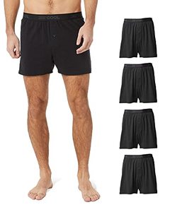 lot 2275 image: 32 DEGREEES Mens 4 Pack Soft Cotton Boxer  4 Pack  Loose Fit  Button-Fly Black, Large