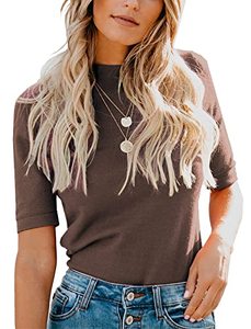 lot 2278 image: LIYOHON Womens Tops Dressy Casual Summer Cute Tops Mock Turtleneck Business White T Shirts Coffee-XL