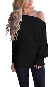 lot 2279 image: Lacozy Womens Off Shoulder Casual Oversized Long Sleeve Knit Pullover Sweater Tunic Tops Black Small