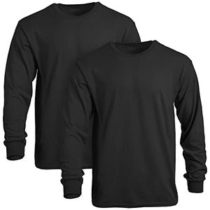 lot 2285 image: Gildan Mens DryBlend Long Sleeve T-Shirt, Style G8400, 2-Pack, Black, Large
