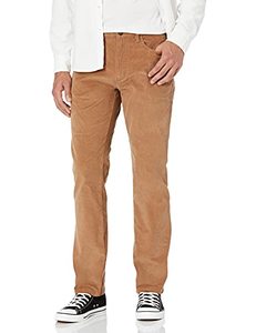 lot 2286 image: Goodthreads Mens Straight-Fit 5-Pocket Comfort Stretch Corduroy Pant, Khaki Brown, 33W x 32L