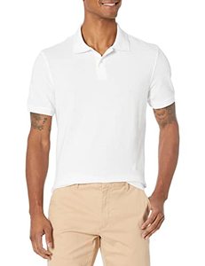 lot 2289 image: Amazon Essentials Mens Slim-Fit Cotton Pique Polo Shirt, White, Medium