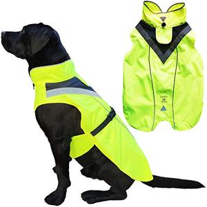 lot 2292 image: Lautus Pets Dog Rain Coat - Waterproof, Reflective, Bright Yellow with Harness Hole (2XL, Yellow)