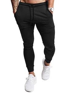 lot 2293 image: YKB Mens Gym Jogger Pants Sport Workout Training Slim Tapered Sweatpants Running Joggers for Men Black M