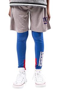 lot 2297 image: Ultra Game NFL New York Giants Youth 2 Piece Leggings & Shorts Training Compression Set, Team Color, 8