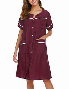 lot 2298 image: luxilooks Duster Robe Women Casual Loungewear Soft Knit Housedresses,Wine Red,Medium