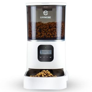 lot 2303 image: LivingEZ 6L Smart Automatic Cat Feeder for Dry Pet Food, Timed Cat Feeder Programmable Portion Control for 4 Meals per Day, Pet Feeder with Voice Recorder for Cats and Dogs