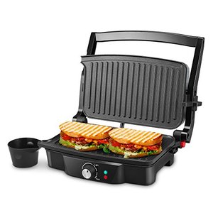 lot 2318 image: Panini Maker, iSiLER 4 Slice Panini Press Grill, Sandwich Maker Non-Stick Coated Plates, Opens 180 Degrees for Panini