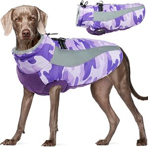 lot 2330 image: Dog Winter Coat, FUAMEY Soft Fleece Lined Warm Dog Jacket Winter Waterproof Windproof Camouflage Dog Fleece Vest for Cold Weather, Reflective Cozy Dog Coat Dog Apparel for Small Medium Large Dogs