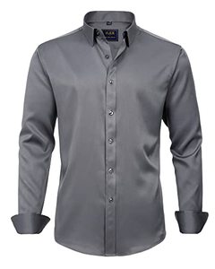 lot 2331 image: J.Ver Mens Casual Long Sleeve Stretch Dress Shirt Wrinkle-Free Regular Fit Button Down Shirts Grey XL