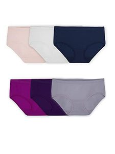 lot 2344 image: Fruit of the Loom Womens Seamless Panties with 360° Stretch, Hipster - Assorted 6 Color Pack , Size-5