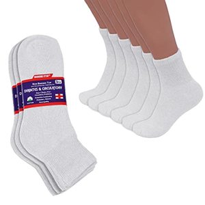 lot 2353 image: Diabetic Ankle Socks, Non-Binding Circulatory Doctor Approved Cushion Cotton Quarter Socks for Mens Womens (12 Pack White, Mens Womens 9-11 Shoe Size 5-10)
