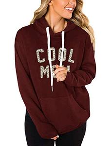lot 2357 image: Lacozy Womens Cool Mom Graphic Tee Printed Red Hoodies Sweatshirts Long Sleeve Casual Plain Shirt Fall Clothes Sweater for Women Tops Blouse Burgundy Medium