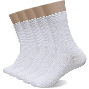 lot 2373 image: Ait fish Thin Cotton Crew Socks for Women and Men - Long Ribbed Dress Socks (White, Medium to Large)