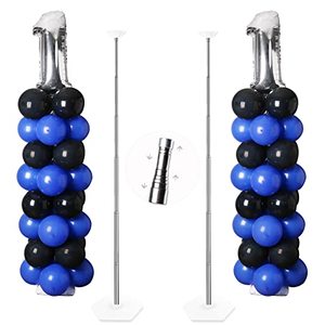 lot 2386 image: TEKXYZ Telescoping Balloon Stand Set of 2, 1.5ft to 7ft Free Adjustable Metal Balloon Column Stand for Party Decorations