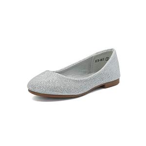 lot 2388 image: DREAM PAIRS Girls Dress Shoes Slip On Ballet Flats Muy Silver Glitter Size 13 Little Kid