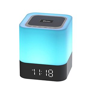lot 2398 image: Elecstars LED Alarm Clock Bluetooth Speaker - Portable Night Light Touch Sensor Bedside Lamp with Dimmable Desk Lamp Support MP3, USB, AUX Best Gift for Kids, Party, Bedroom, Outdoor.