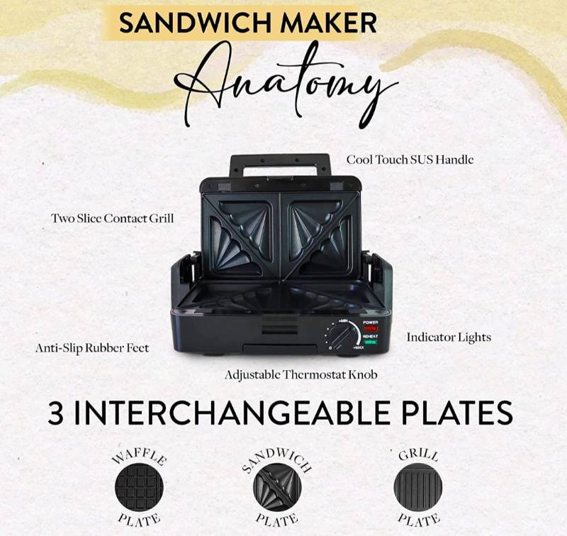 Domaya - Sandwich Maker 3 in 1, Panini Grill and Waffle Maker with Removable  Plates and Temperature Control, Non-Stick, Easy-to-Clean Sandwich Toaster  Press for… in 2023