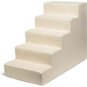 lot 1224 image: Best Pet Supplies 5-Step Pet Steps Stairs with CertiPUR-US Certified Foam for Dogs & Cats Ivory 22.5 H
