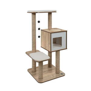 lot 1231 image: VESPER 48-in Cat Tree & Condo Scratching Post Tower Oak