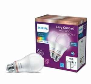lot 1236 image: 4pk, 8 Lights Total Philips Smart Wi-Fi Connected LED 60-Watt A19 Light Bulb Frosted Color & Tunable White Dimmable E26 Medium Base (2-Pack)