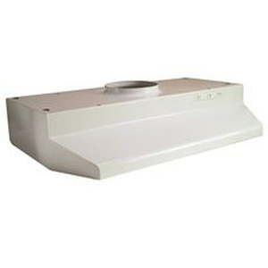 lot 1240 image: Broan 30-Inch 2-Speed Under-Cabinet Round Range Hood White 190 Cfm