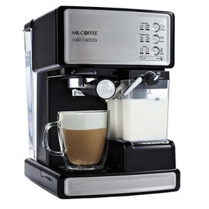 lot 1257 image: Mr. Coffee - Caf� Barista Single Serve 3-in-1 Espresso Machine with 15 with Bars of Pressure with Milk Frother - Stainless Steel