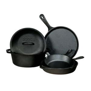 lot 1260 image: Lodge Pre-seasoned Cast Iron 5 Piece Set L5HS3 5 piece combo set