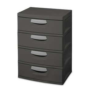 lot 5398 image: Sterilite 4 Drawer Unit Plastic Flat Gray ( Damaged Corner)