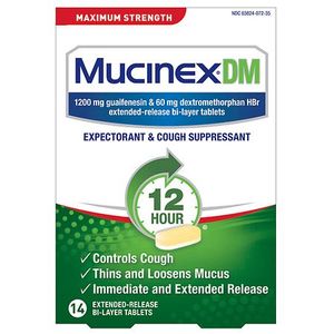 lot 5404 image: Mucinex DM Maximum Strength 12-Hour Expectorant and Cough Suppressant Tablets 14 Count