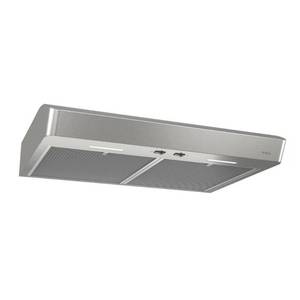 lot 2721 image: Broan-NuTone Mantra AVSF1 30 in. 375 Max Blower CFM Convertible Under-Cabinet Range Hood with Light in Stainless Steel, Silver
