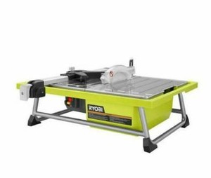 lot 2772 image: Ryobi WS722 7 Inch 4.8 Amp Portable Tabletop Wet Tile Saw with Miter Guide and Induction Motor