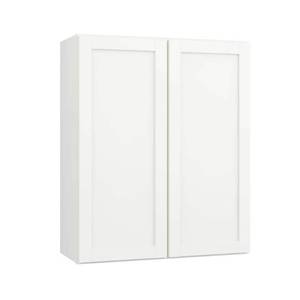 lot 2785 image: Hampton Bay Courtland Polar White Finish Laminate Shaker Stock Assembled Wall Kitchen Cabinet 30 in. x 36 in. x 12 in.