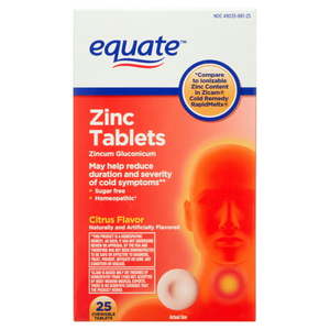 lot 3852 image: Equate Zinc Chewable Tablets Citrus Flavor 25 Count (Exp 062024)