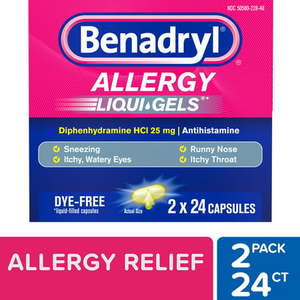 lot 7074 image: Benadryl Liqui-Gels Dye-Free Allergy Medicine & Cold Relief 1 x 24 ct