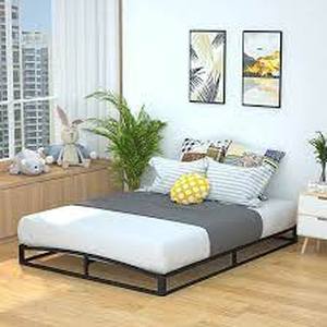 lot 2715 image: Amazon Basics 6 Modern Metal Platform Bed With Wood Support Slats, Queen