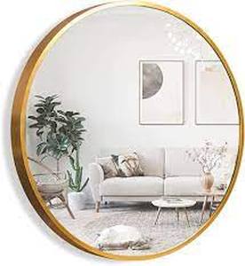 lot 2796 image: Neutypechic Gold Framed Wall Mounted 27.5 Round Mirror