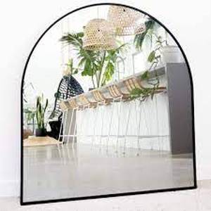 lot 2802 image: Half Oval Mirror With Black Frame, 31.75x33.75