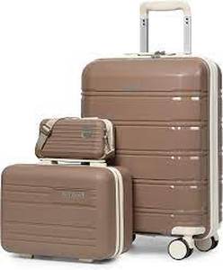 lot 5401 image: Joyway 3 Piece Chocolate  Beige Luggage Set