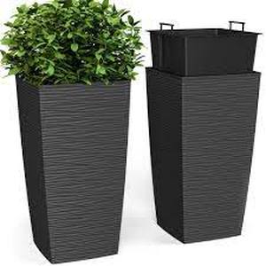 lot 5460 image: Evergreen Large IndoorOutdoor Planters 3.4 Gallons 2 Piece Duo Set