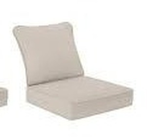 lot 7084 image: 2 Piece Hampton Bay Outdoor Chair Cushions Tan