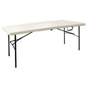 lot 2720 image: 6 Ft. Folding Resin Table In Earth Tan Easily Portable Folding High Quality