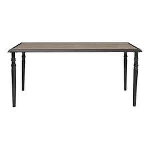 lot 2725 image: Hampton Bay 65x40 Gray Metal With Faux Wood Slabs Top Table- Retail $299.99